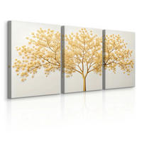 LEINWANDBILDER 3-es Set Abstrakte Baum - Beige/Weiß, Textil (90/40cm) - Muralo