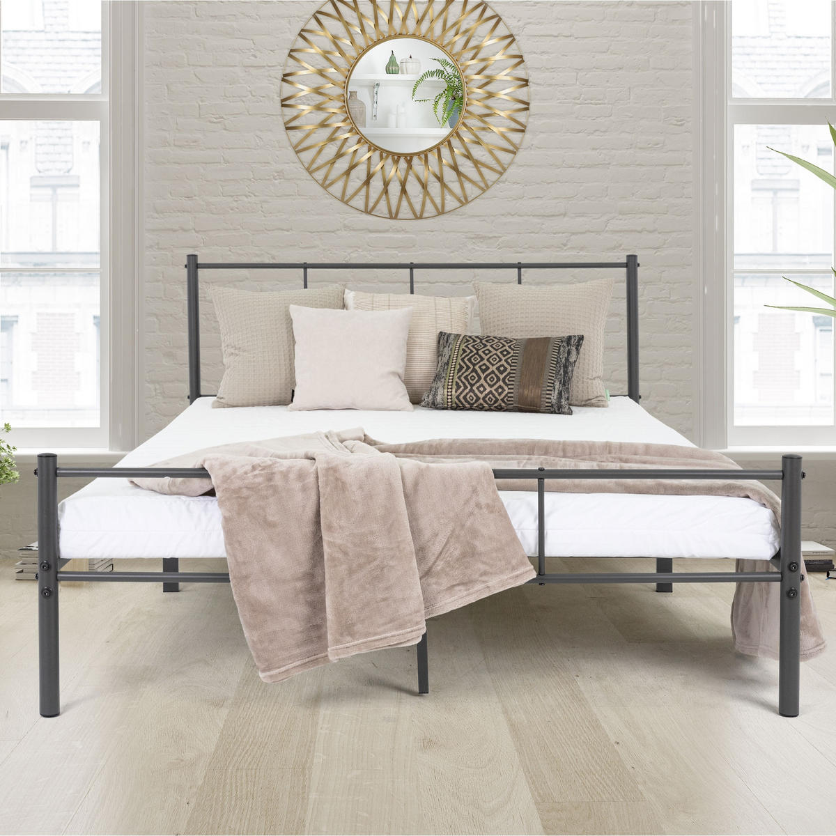 METALLBETT 209/167 cm - Anthrazit, Metall (160/200cm) - ML-DESIGN