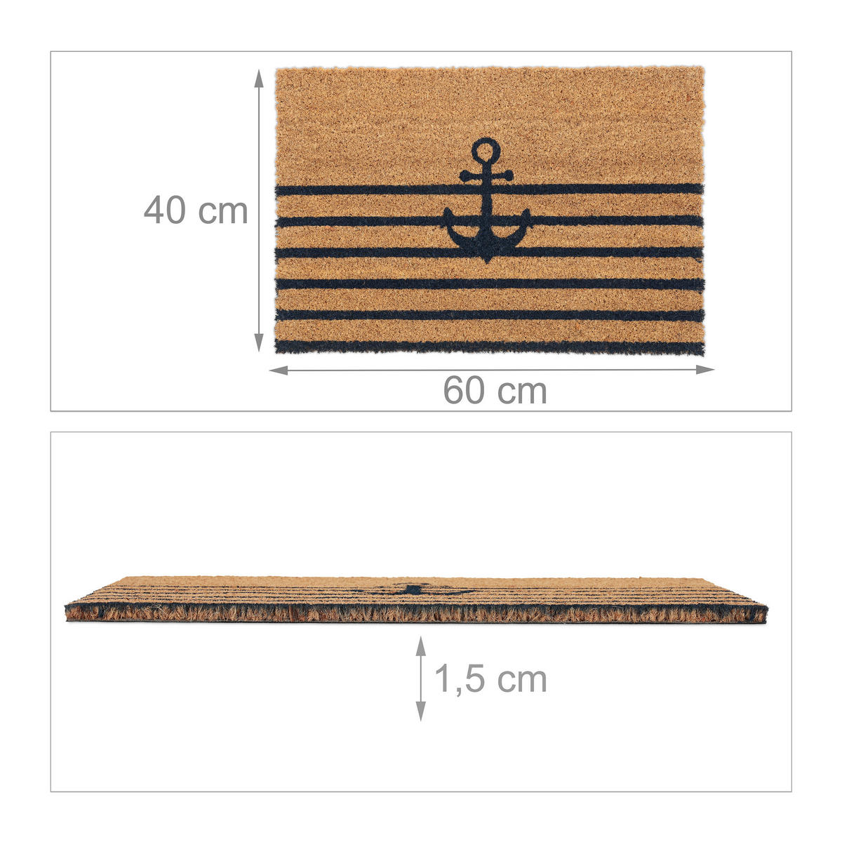 FUSSMATTE - Hellbraun, Kunststoff/Textil (60/40cm) - Relaxdays