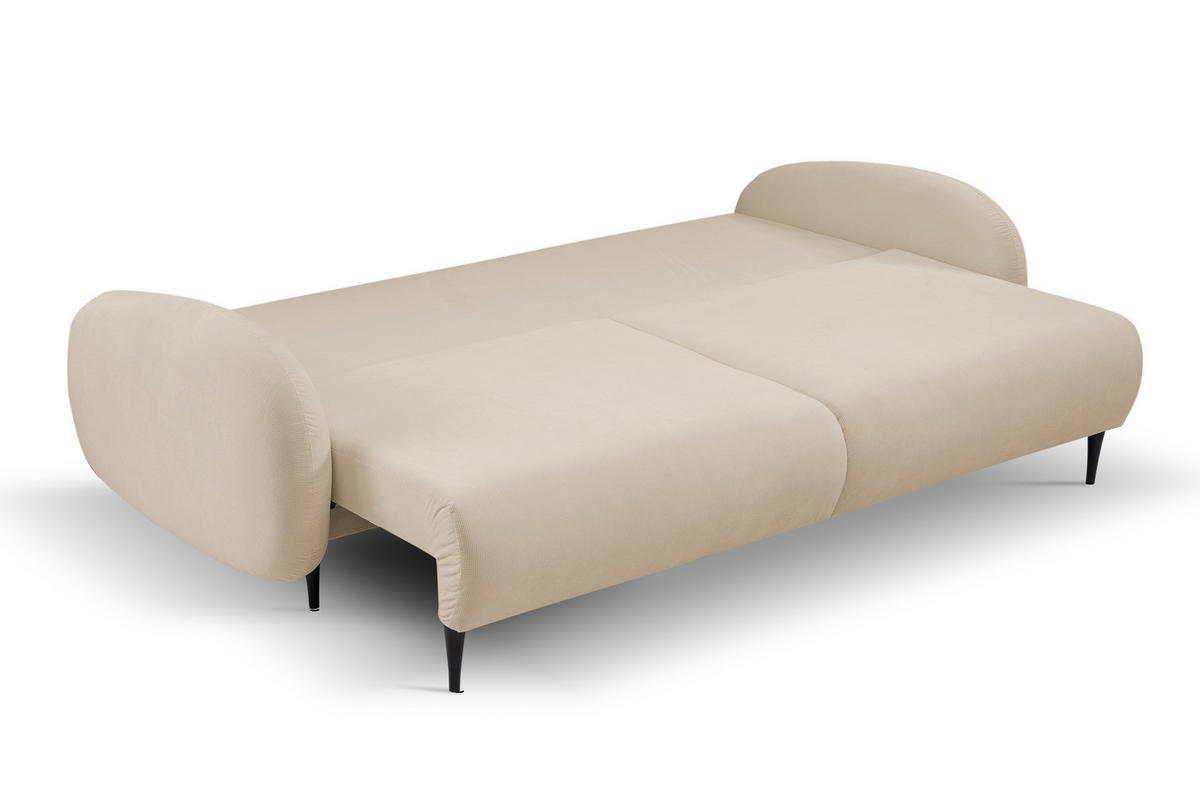 SOFA SOFT RunAgin Mit Schlaffunktion Und Bettkasten, PUR-Schaum, Schwarze Kunststofffüße, lose Rückenkissen, freistehend, 232x109x95 cm Beige - Beige, Holz/Textil (232/95/109cm) - DomoHome
