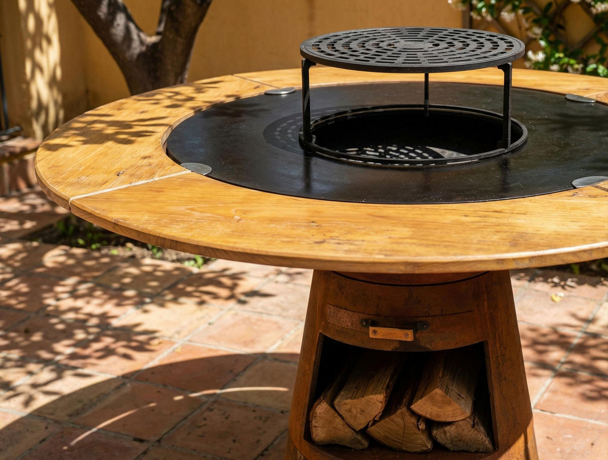 HOLZKOHLEGRILL Feuerschale Braun inkl. Schutzhülle - Braun, Metall (121/105/121cm) - Purline