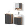 BADMÖBEL-SET Ronco Anthrazit gestreift 3 Teile, mit Unterschrank 60 cm - Anthrazit/Eiche Wotan, Holzwerkstoff (60/59/30cm) - Livinity®