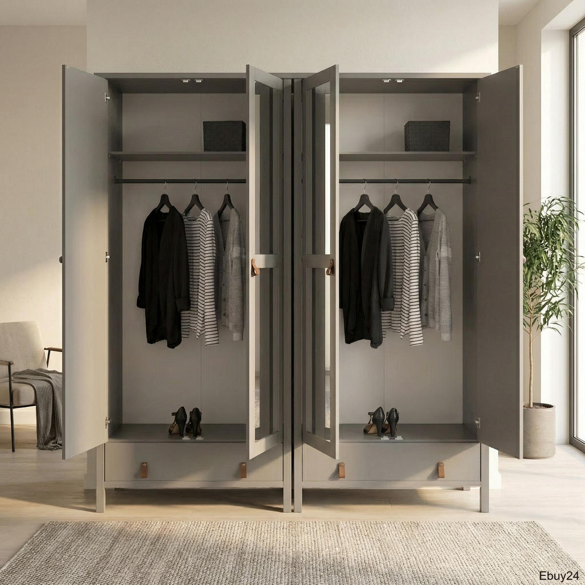 KLEIDERSCHRANK Tromsø Grau lackiert 178/50/195 cm - Grau, Holzwerkstoff (178/195/50cm) - ebuy24