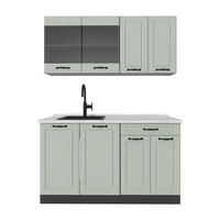 SINGLEKÜCHE R-Line, Mint Landhaus/Anthrazit, 140 cm ohne Arbeitsplatte - Anthrazit/Grün, Holzwerkstoff (140/81.6/46cm) - Vicco