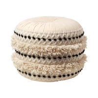 POUF Sahara schwarz-creme im Boho-Stil, 40/40/50 cm - Schwarz, Textil (50/40/50cm) - Homescapes
