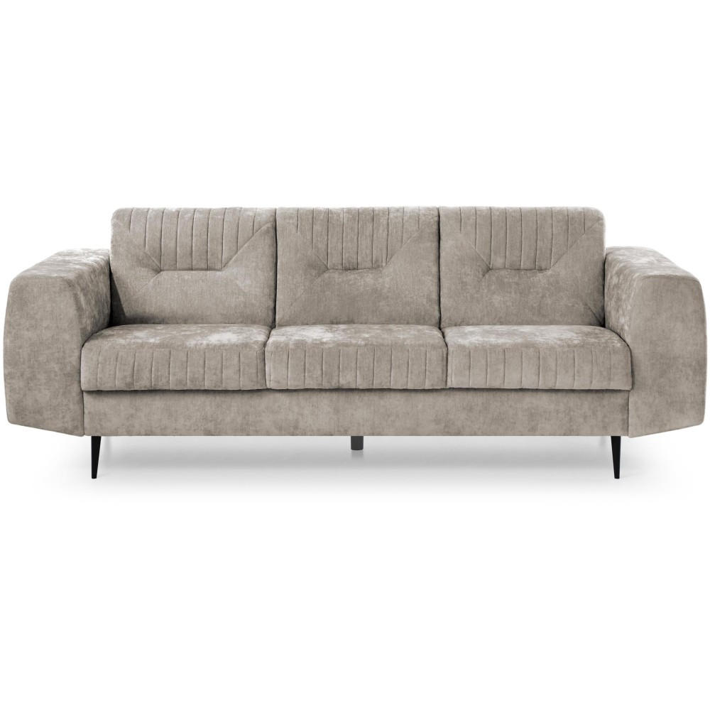 SOFA Venezia 3-Sitzer mit Metallbeinen, beige, 233 cm - Beige/Schwarz, Holzwerkstoff/Metall (223/85/94cm) - Beautysofa