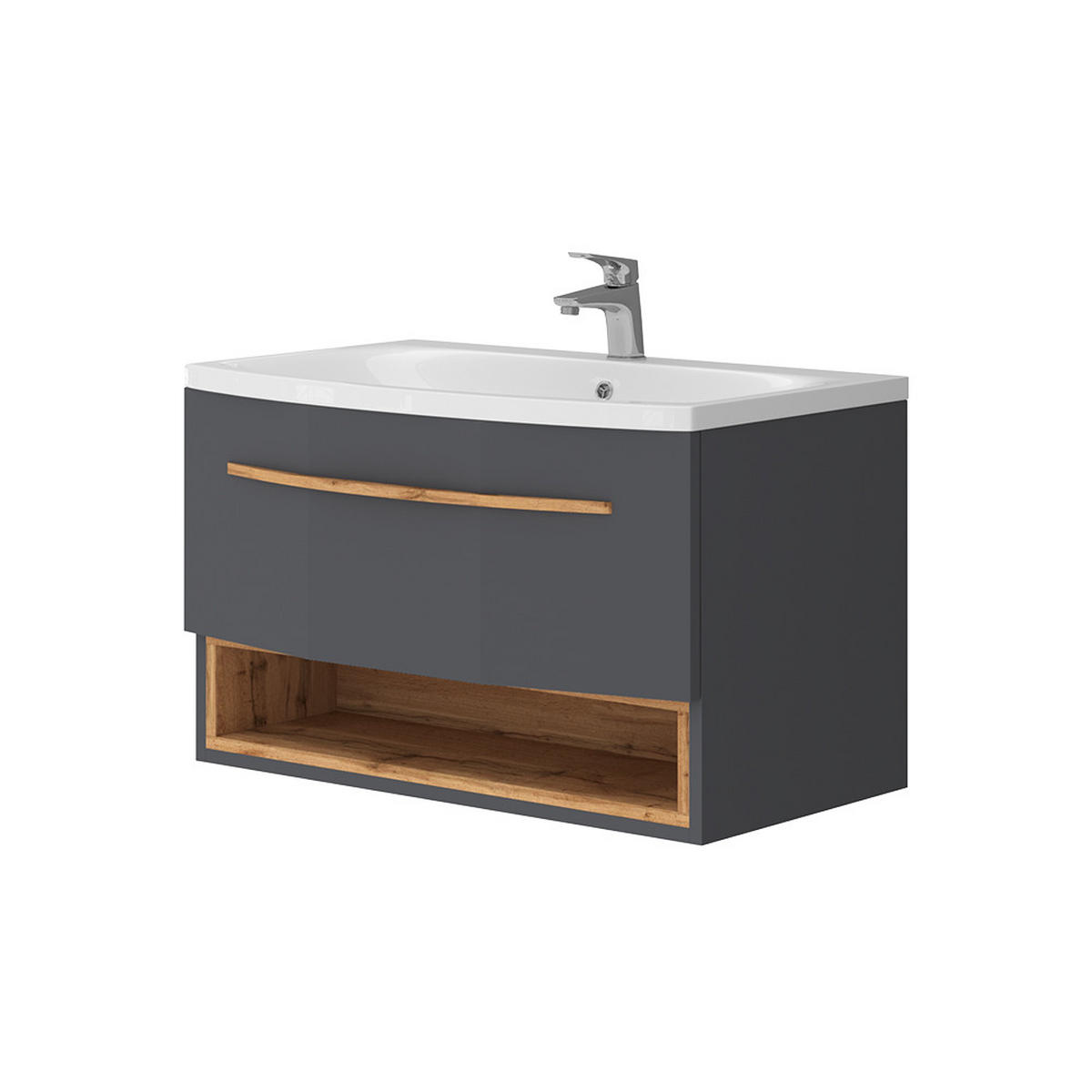 WASCHTISCHKOMBI Stelantis Anthrazit 2 Teile - Eichefarben/Anthrazit, Holzwerkstoff (79/50/42cm) - Vicco