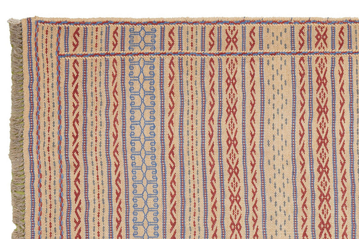KELIM-TEPPICH handgewebt Kordi Beige 124/84 cm Schurwolle - Beige, Textil (84/124cm) - Looma