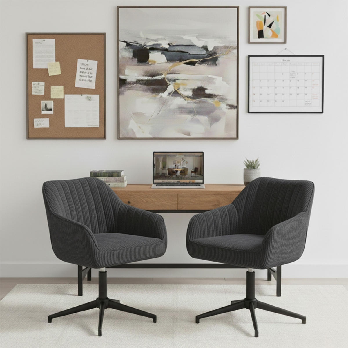 BÜROSTUHL Mika-Caro - Schwarz/Grau, Textil/Metall (60/79/61cm) - DUBI Möbel