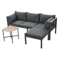 GARTENSET 182x63x62cm grau aus Stahl und Glas, wasserdicht - Grau, Textil - Modfu