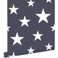TAPETE große und kleine Sterne 53 cm x 10.05 m - Blau, Papier (53/0.1cm) - ESTAhome