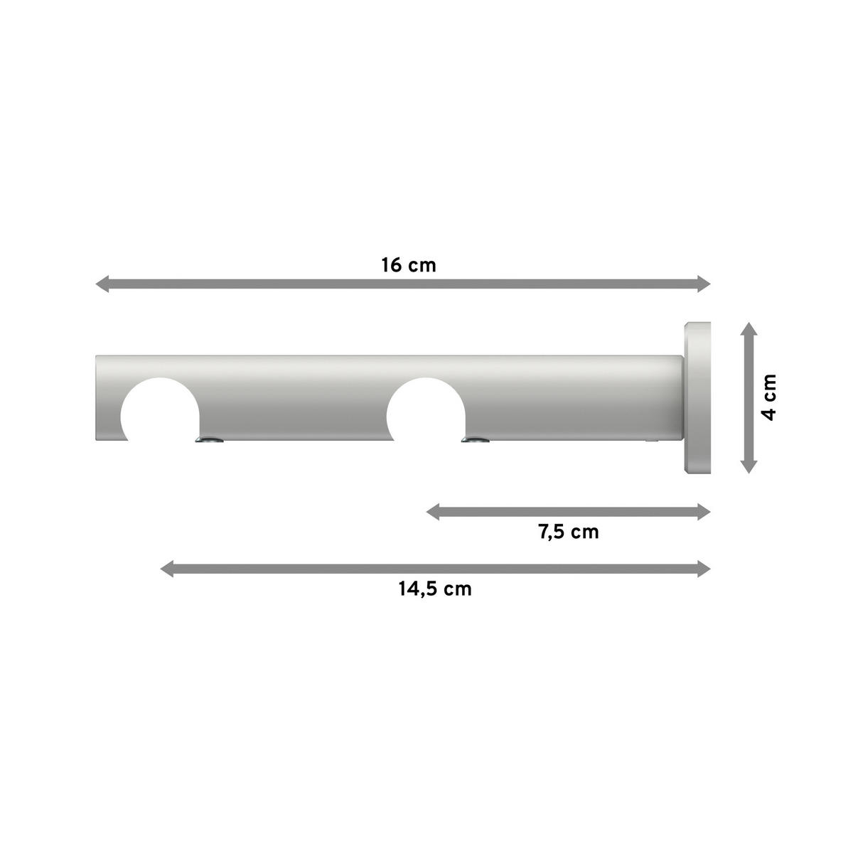 TRÄGER FÜR GARDINENSTANGEN 20 mm Ø, Platon 2-läufig, Weiß - Weiß, Metall (16/4/4cm) - INTERDECO