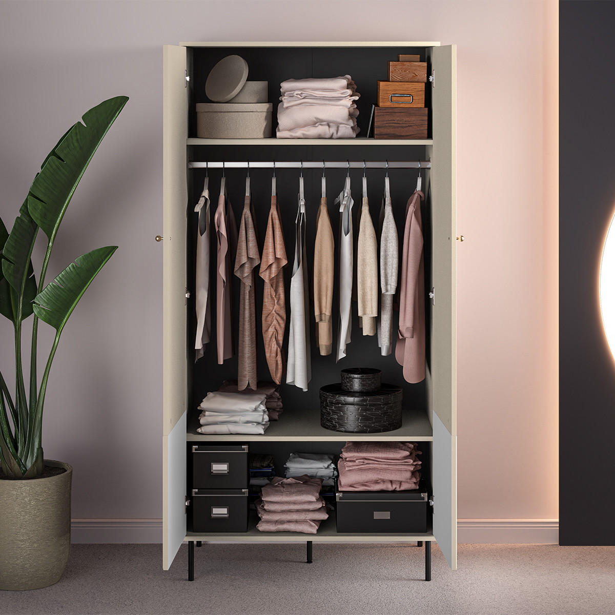 SCHRANK 2 Türen Nova Beige - Beige, Holzwerkstoff (92/190/53cm) - Petits-meubles