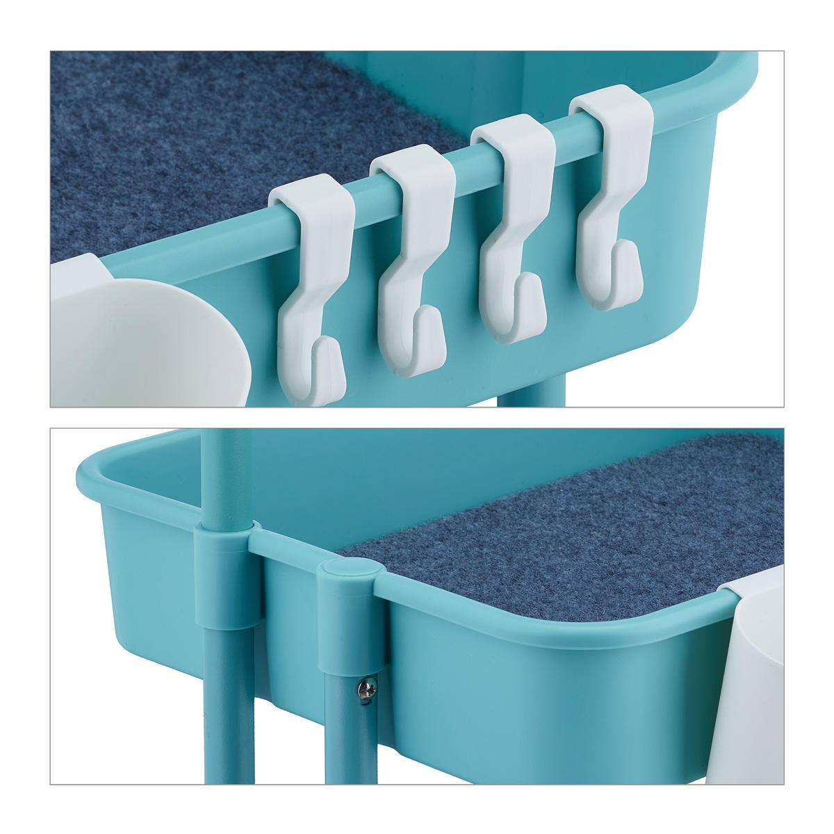 ROLLWAGEN - Türkis, Kunststoff/Textil (43/86/42cm) - Relaxdays