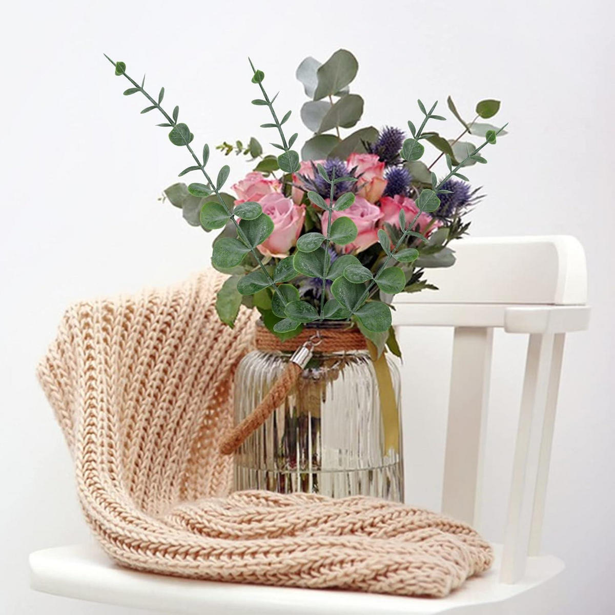 KÜNSTLICHE Eukalyptus Zweige 30 Stück - Grün, Kunststoff (38cm)
