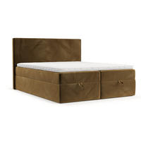 BOXBETT Velma 140/200 cm Honiggelb im Kronos Stoff - Schwarz/Honig, Holz/Holzwerkstoff (140/200cm) - AltaBeds