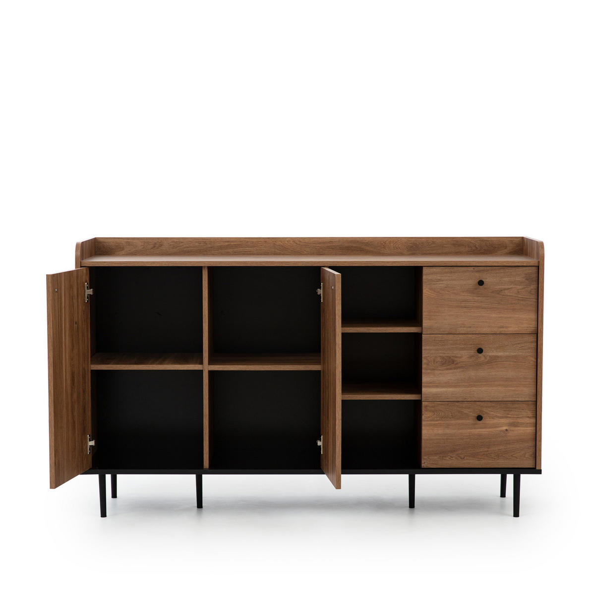 SIDEBOARD Nero 150/45/90 mit Metallfüße - Hellbraun/Schwarz, Holzwerkstoff/Metall (150/90/45cm) - Ravio