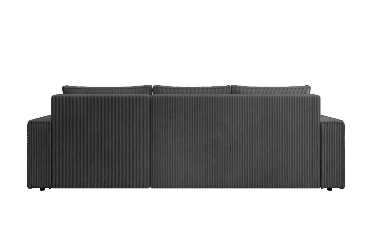 ECKSOFA CUDDY L, Eckcouch in L-Form mit Schlaffunktion und Bettkasten, Farbe: Dunkelgrau, Cordstoff, Ottomane Rechts - Dunkelgrau, Textil (240/140cm) - Storez24