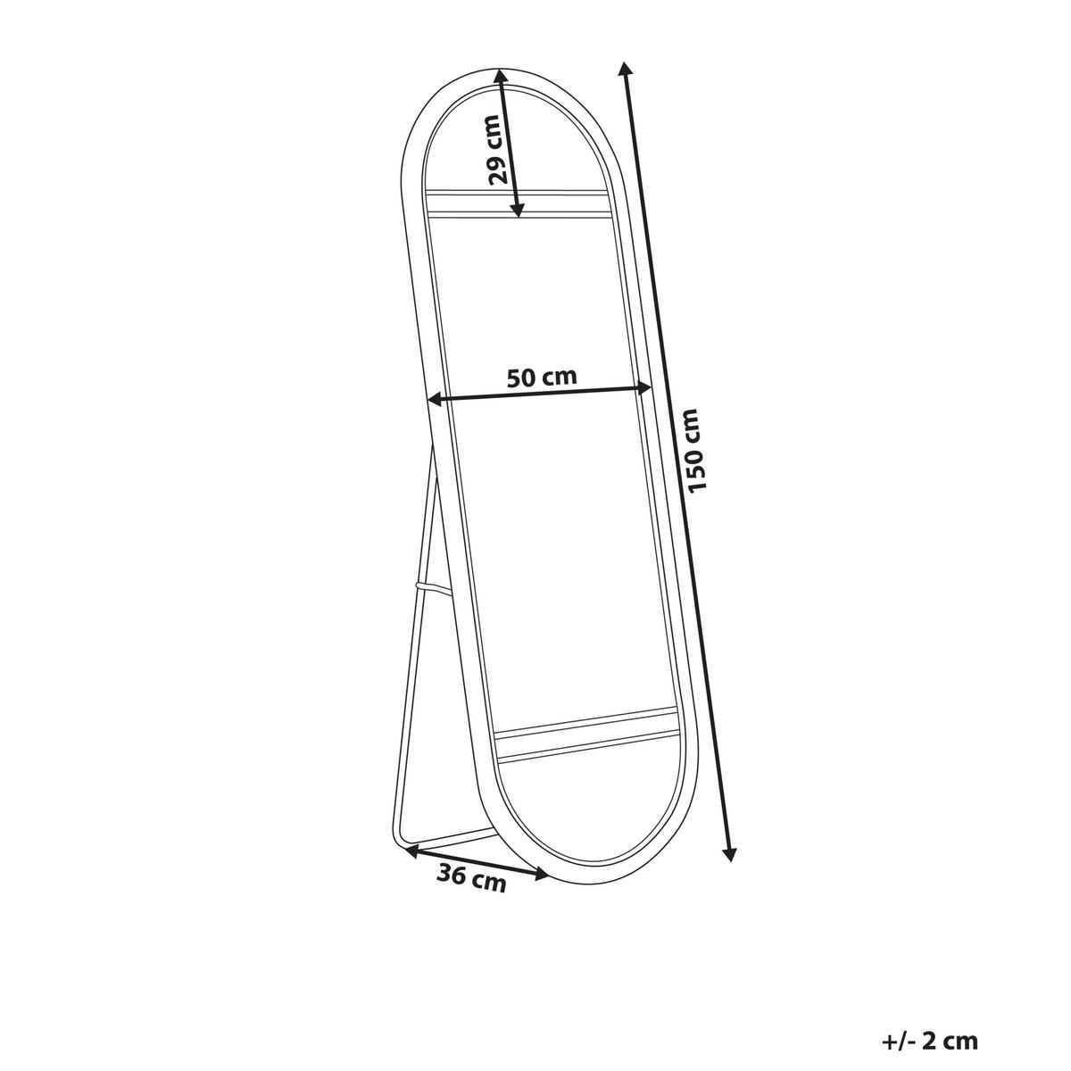 OGLINDĂ PE SUPORT 150 cm ratan culoare naturală Barges - culoare naturală/negru, materiale naturale (50/150/3cm) - Beliani