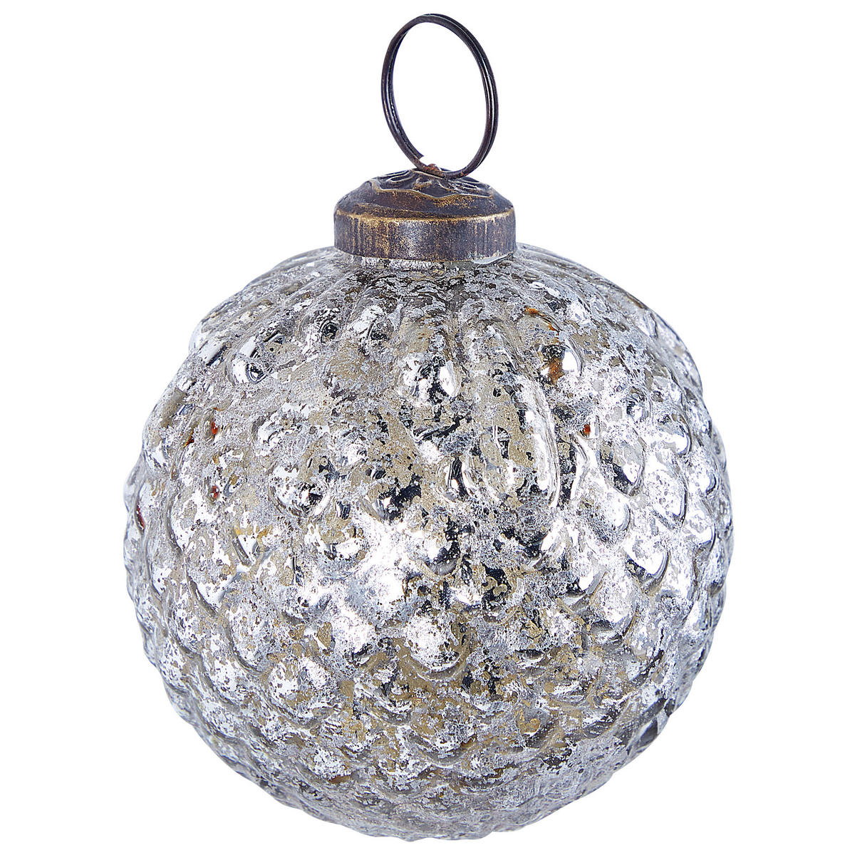 WEIHNACHTSKUGEL 6er Set Glas Silber Argentin - Silberfarben, Glas (10/14/10cm) - Beliani