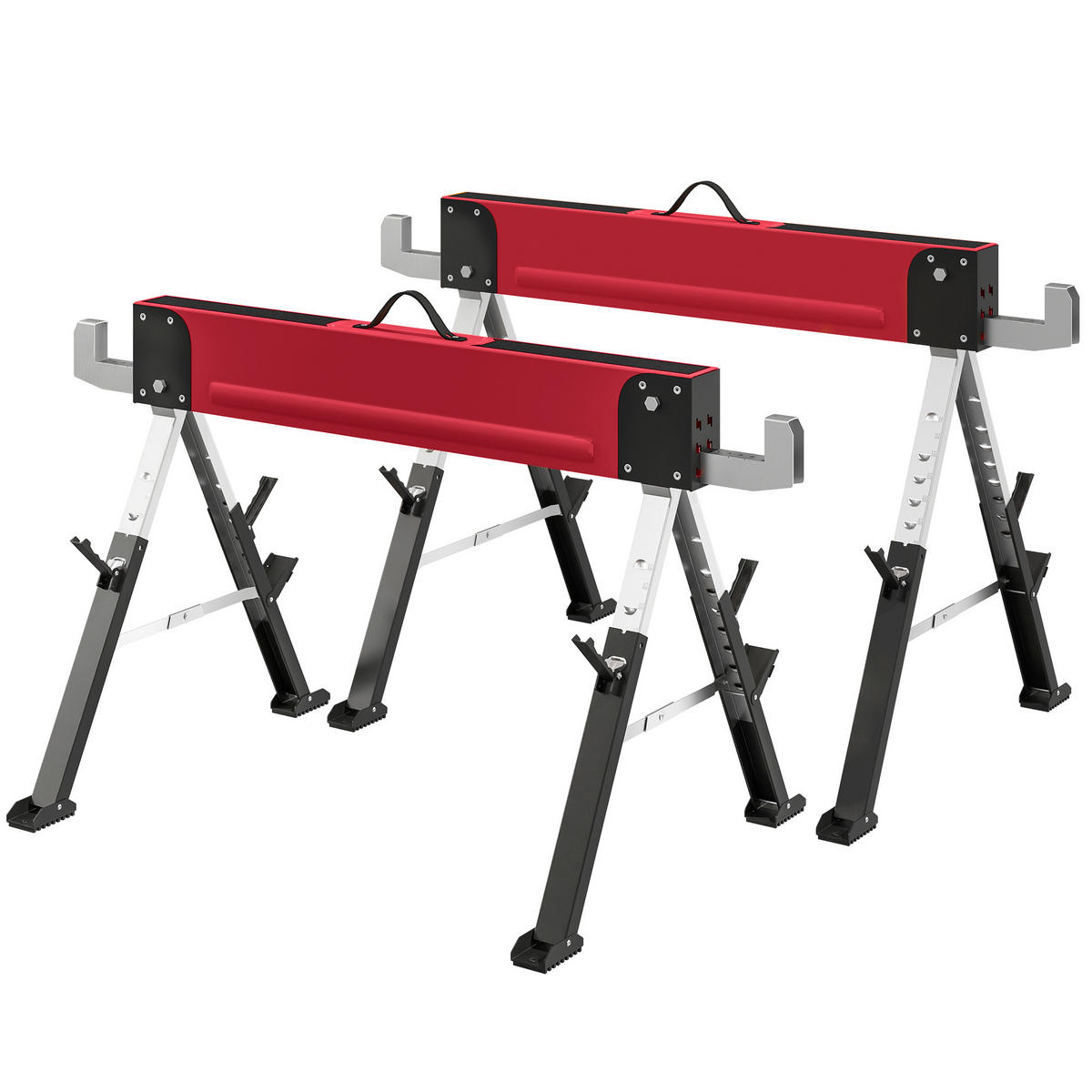 ARBEITSBOCK 2ER-SET DE-09203 klappbar & höhenverstellbar, bis 1160 kg Rot - Rot, Metall (116/64/81cm) - ComfortXL
