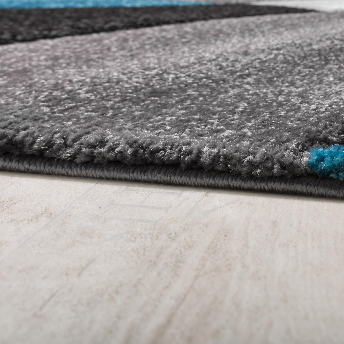 TEPPICH Kurzflor Abstrakt Wohnzimmer schmutzabweisend Türkis Rechteckig 200x290 - Blau, Textil (200/290cm) - KADIMA DESIGN