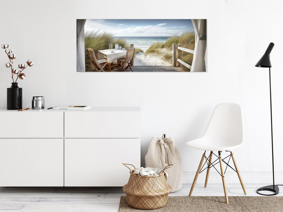 GLASBILD 125x50 cm Strand maritim - Beige, Glas (125/50cm) - artissimo