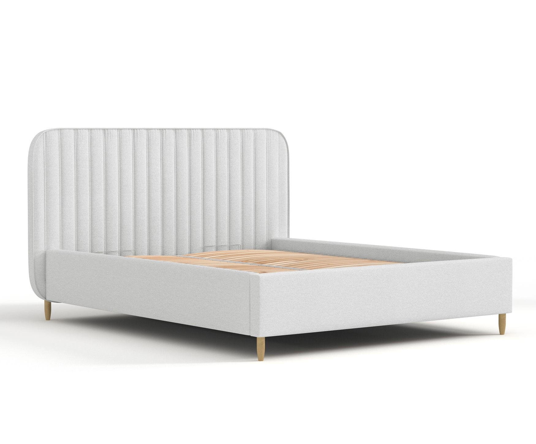 POLSTERBETT Noto Hellgrau 120/200 cm im Webstoff - Hellgrau/Naturfarben, Holz/Holzwerkstoff (120/200cm) - Maison de Reve