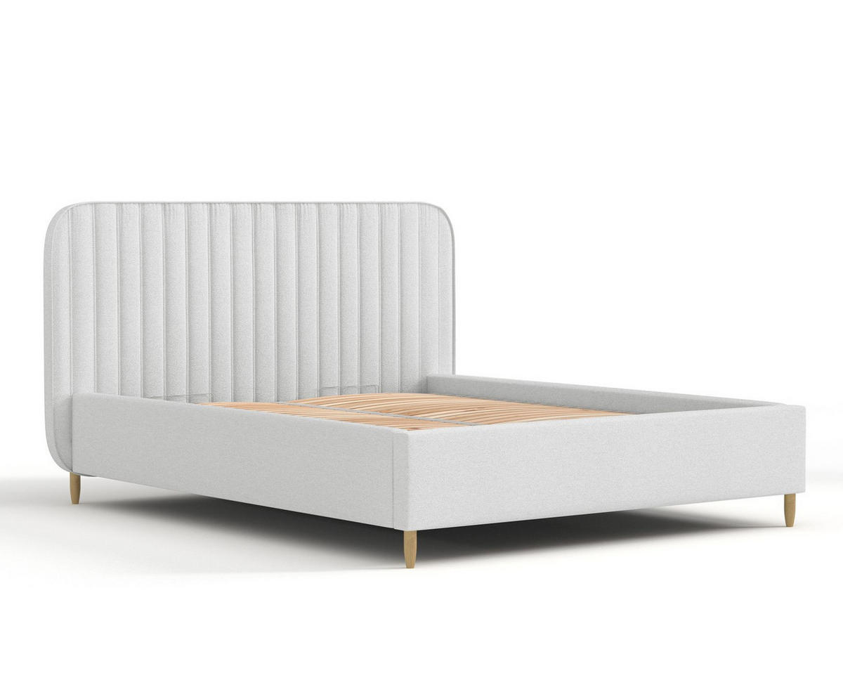 POLSTERBETT Noto Hellgrau 120/200 cm im Webstoff - Hellgrau/Naturfarben, Holz/Holzwerkstoff (120/200cm) - Maison de Reve
