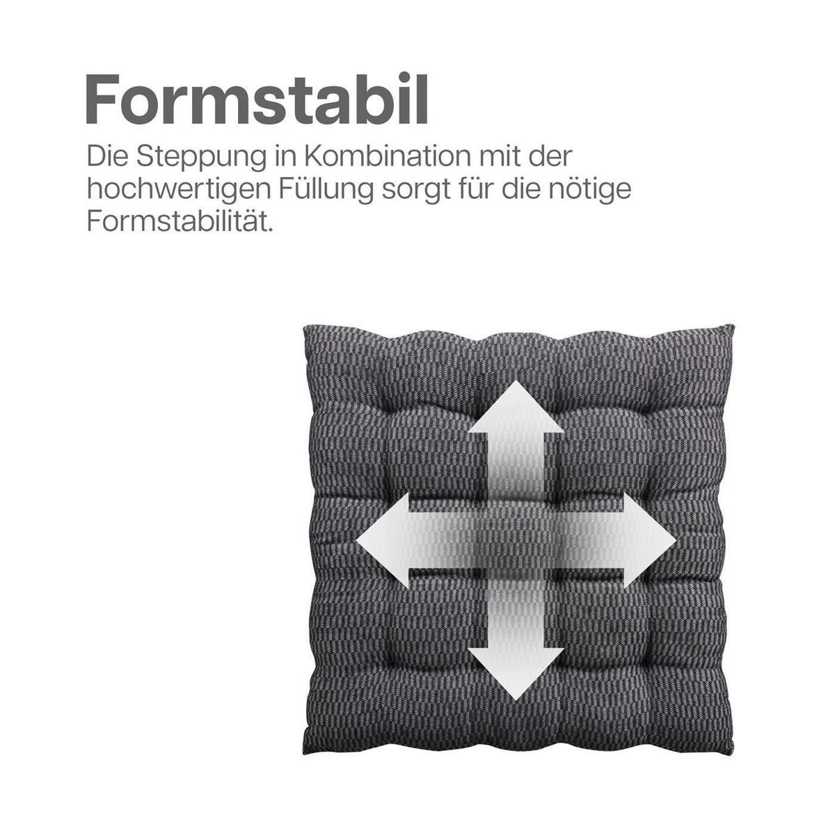 SITZKISSEN Lissabon 40x40cm Grau 1er Pack - Grau, Textil (40/40/6cm)