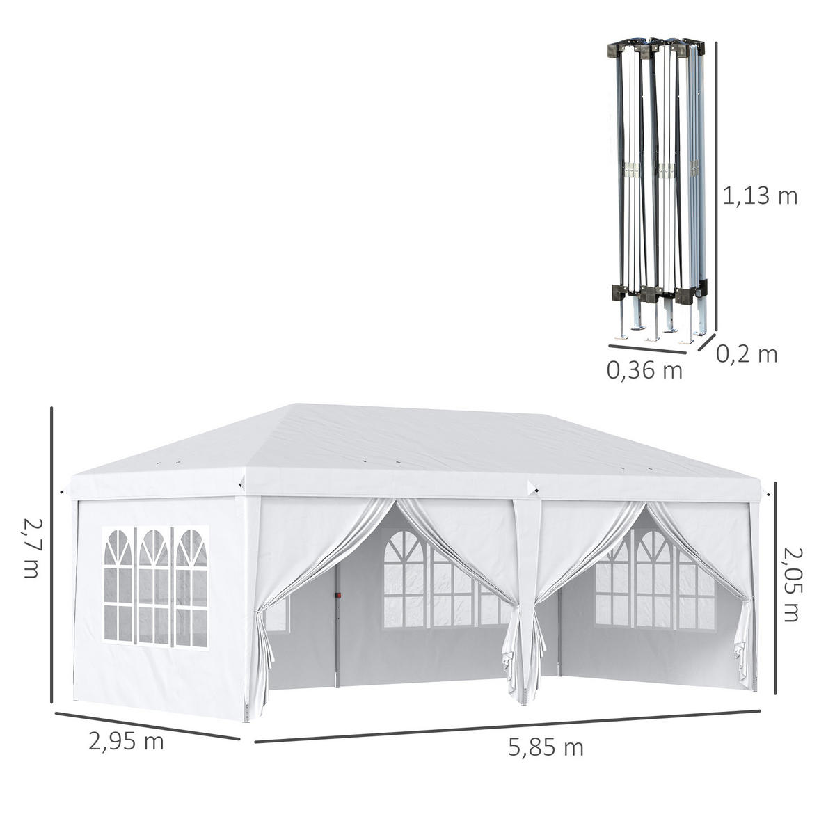 FALTPAVILLON, Blau, Stahl, Oxford-Gewebe - Weiß, Metall (295/270/585cm) - Outsunny