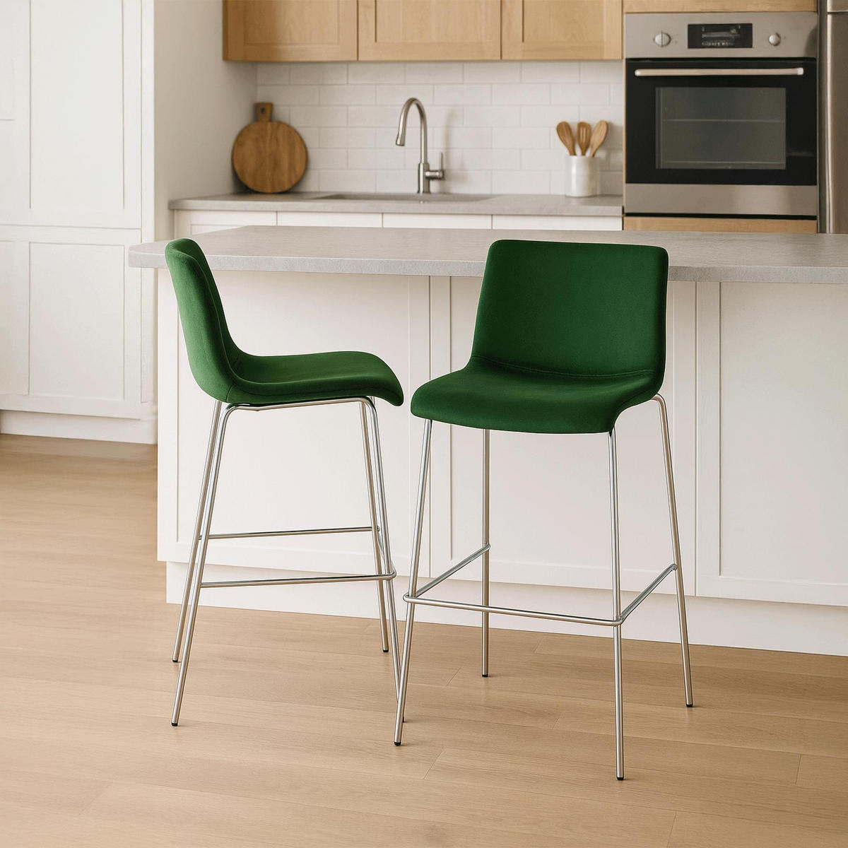 BARHOCKER Hover Samt 100x43x48 cm grün - Grün, Textil (43/100/48cm) - furnicato