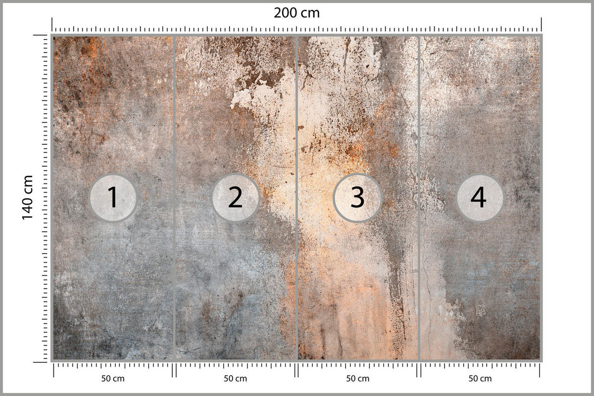 FOTOTAPETE für Wohnzimmer Beton Abstraktion 200x140 - Beige/Orange, Papier (200/140cm) - Muralo