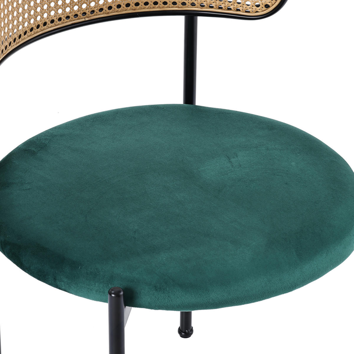 ESSTISCH SET mit Esstisch aus Glas und 4 Rattan stühle - Grün, Glas/Textil (110/74/65cm) - Urban Meuble