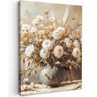 LEINWANDBILD Blumen - Vase - Stilleben - Beige 30x40 cm - Creme, Textil (30/40cm) - MuchoWow