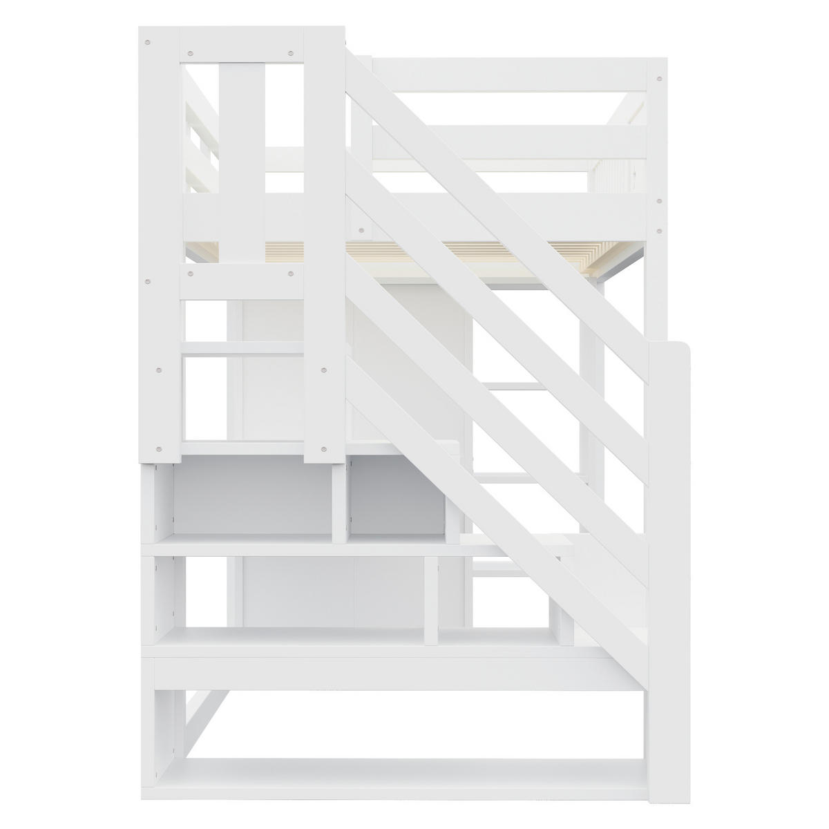 HOCHBETT 90 × 200 cm aus Holz mit Schreibtisch und LED, Weiß - Weiß, Holz (90/200cm) - FLIEKS