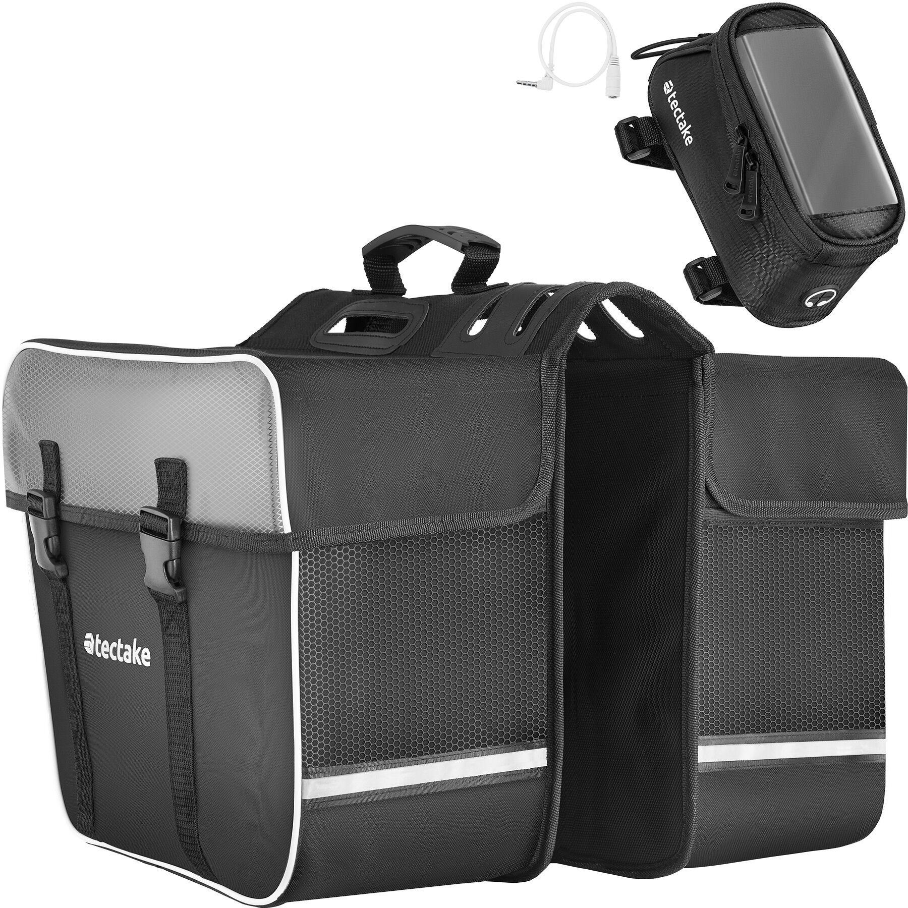 FAHRRADTASCHE Georg mit Fahrradrahmentasche ,wasserabweisend und robust,schwarz - Schwarz, Textil (10/10.5/20.5cm) - tectake