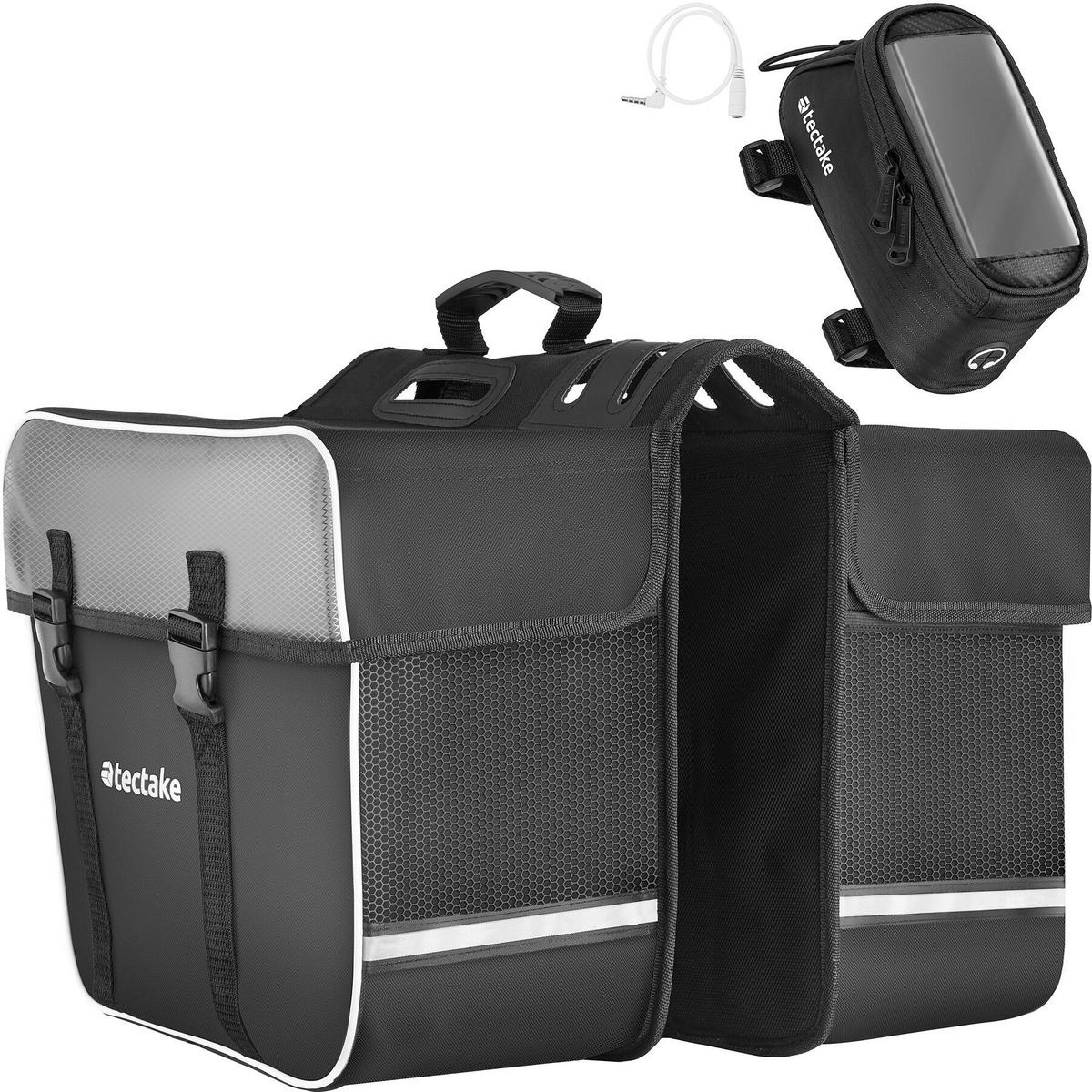 FAHRRADTASCHE Georg mit Fahrradrahmentasche ,wasserabweisend und robust,schwarz - Schwarz, Textil (9.5/10/20cm) - tectake