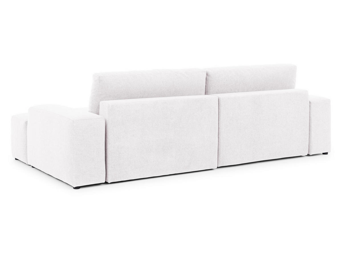 ECKSOFA Lennon aus Creme Strukturstoff mit Schlaffunktion und Bettkasten - Creme/Schwarz, Holz/Kunststoff (264/137cm) - S-Style