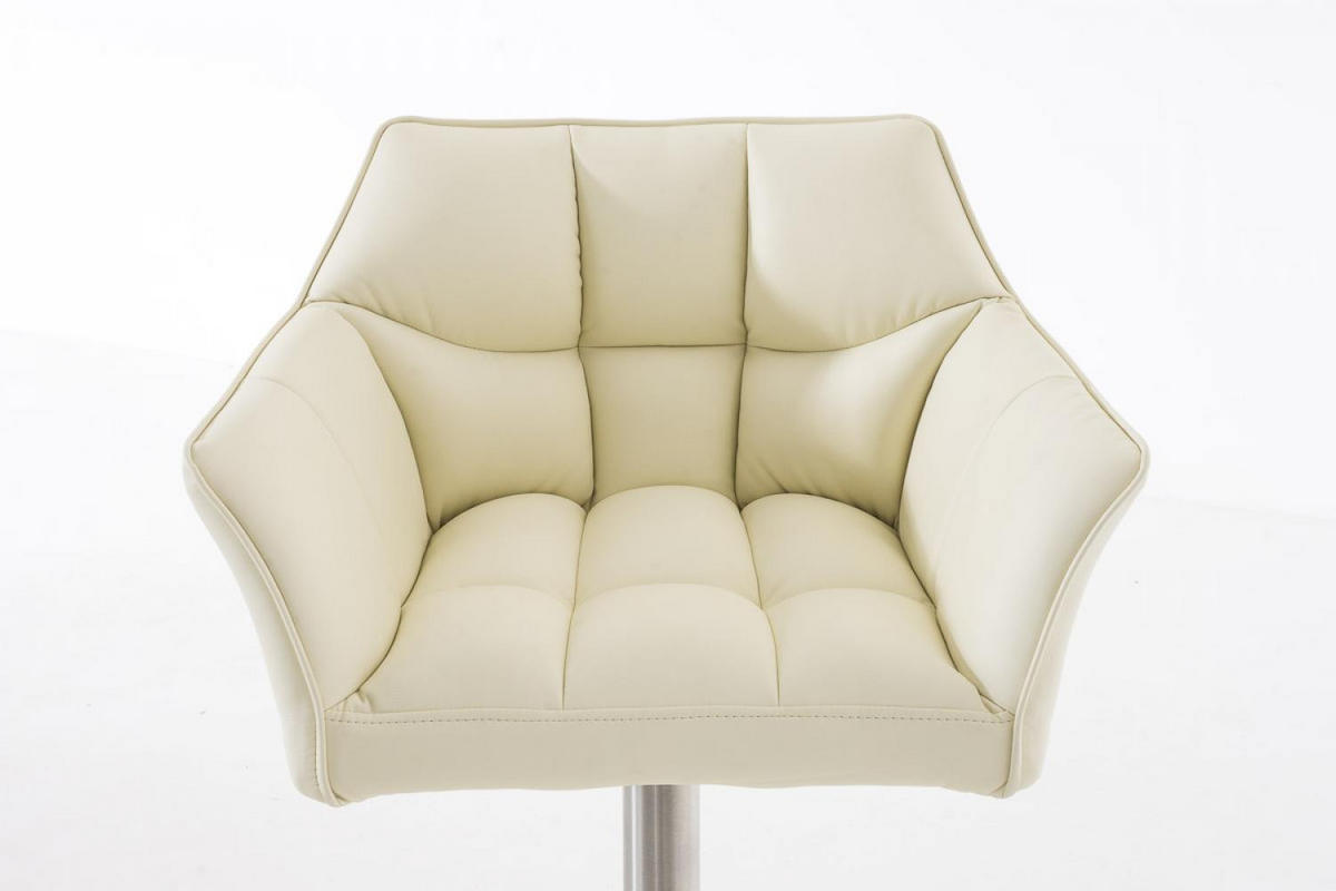 BARHOCKER Lederlook Creme - Edelstahlfarben/Creme, Textil/Metall (64/88/45cm) - CLP