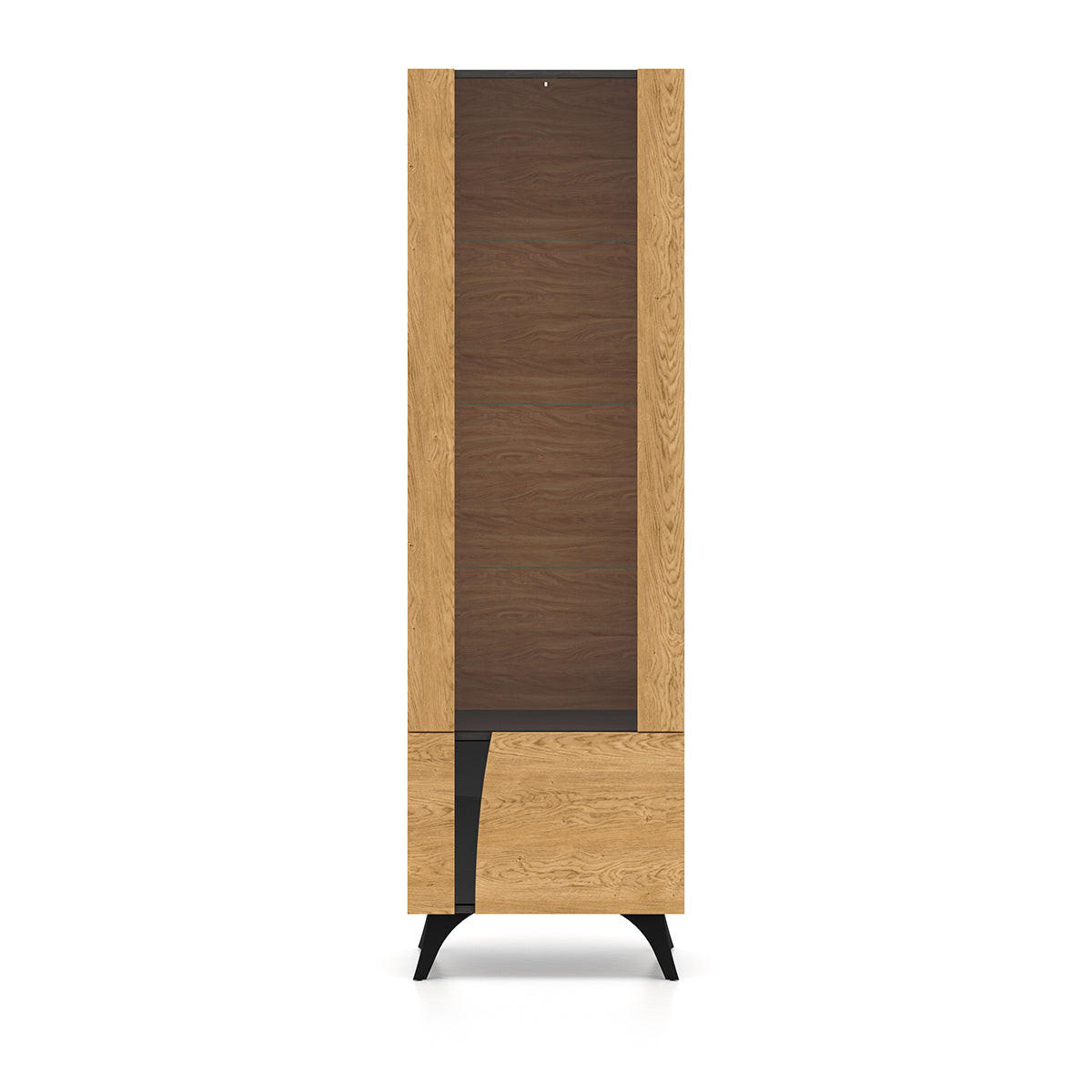 VITRINA Soah Les in črna barva - rjava, leseni material (58/190/40cm) - Petits-meubles