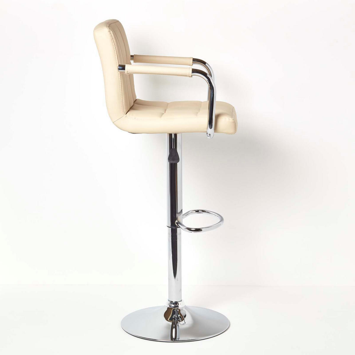 BARSTUHL Bramley mit Lehne, Kunstleder, drehbar & höhenverstellbar - Creme, Textil (44/113/44cm) - Homescapes