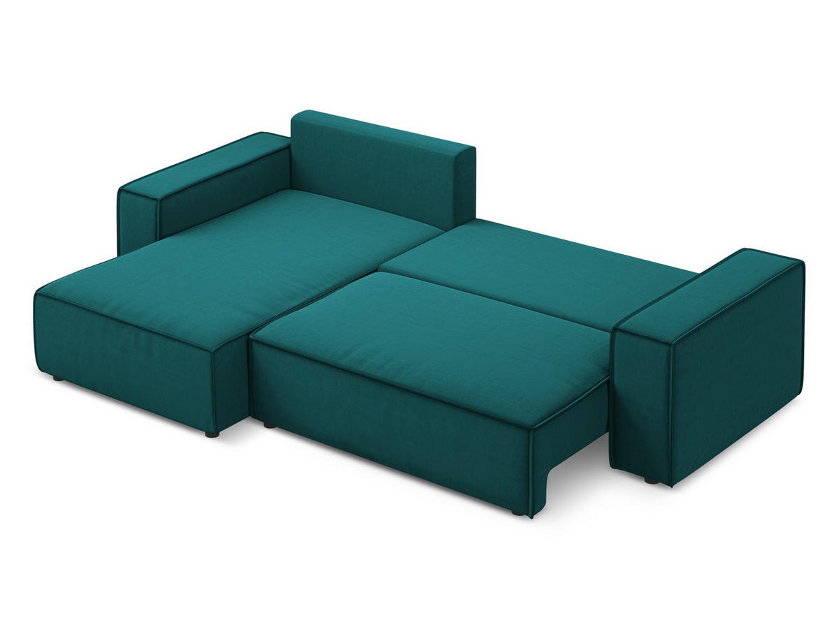 ECKSOFA mit Schlaffunktion Samt Stoff Grau - Schwarz/Grau, Kunststoff/Textil (290/185cm) - Makamii