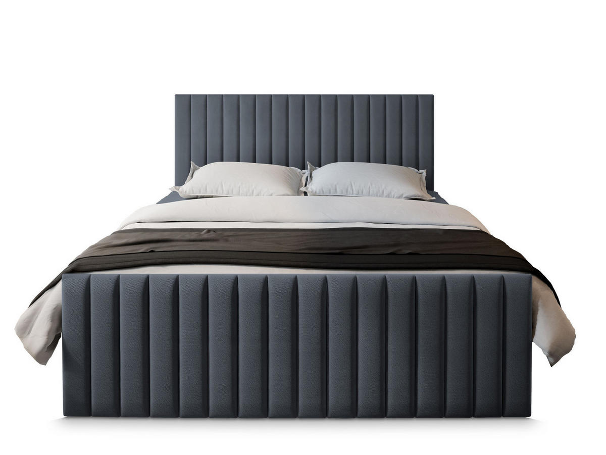 POSTEL BOXSPRING ARION 140x200 cm, s matrací a úložným prostorem, šedá - šedá, kompozitní dřevo/textil (140/200cm) - MASSENO