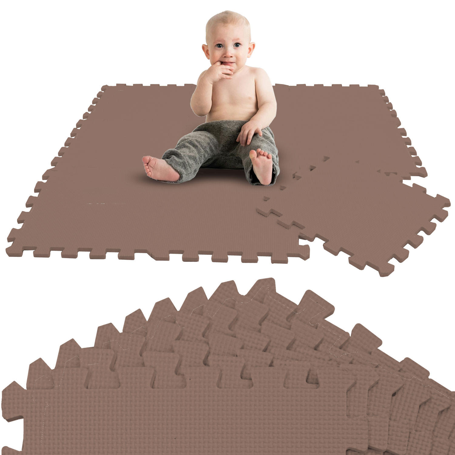 SPIELMATTE ab Null - 90 cm Baby Puzzlematte Braun - Braun, Kunststoff (30/30cm) - Littletom