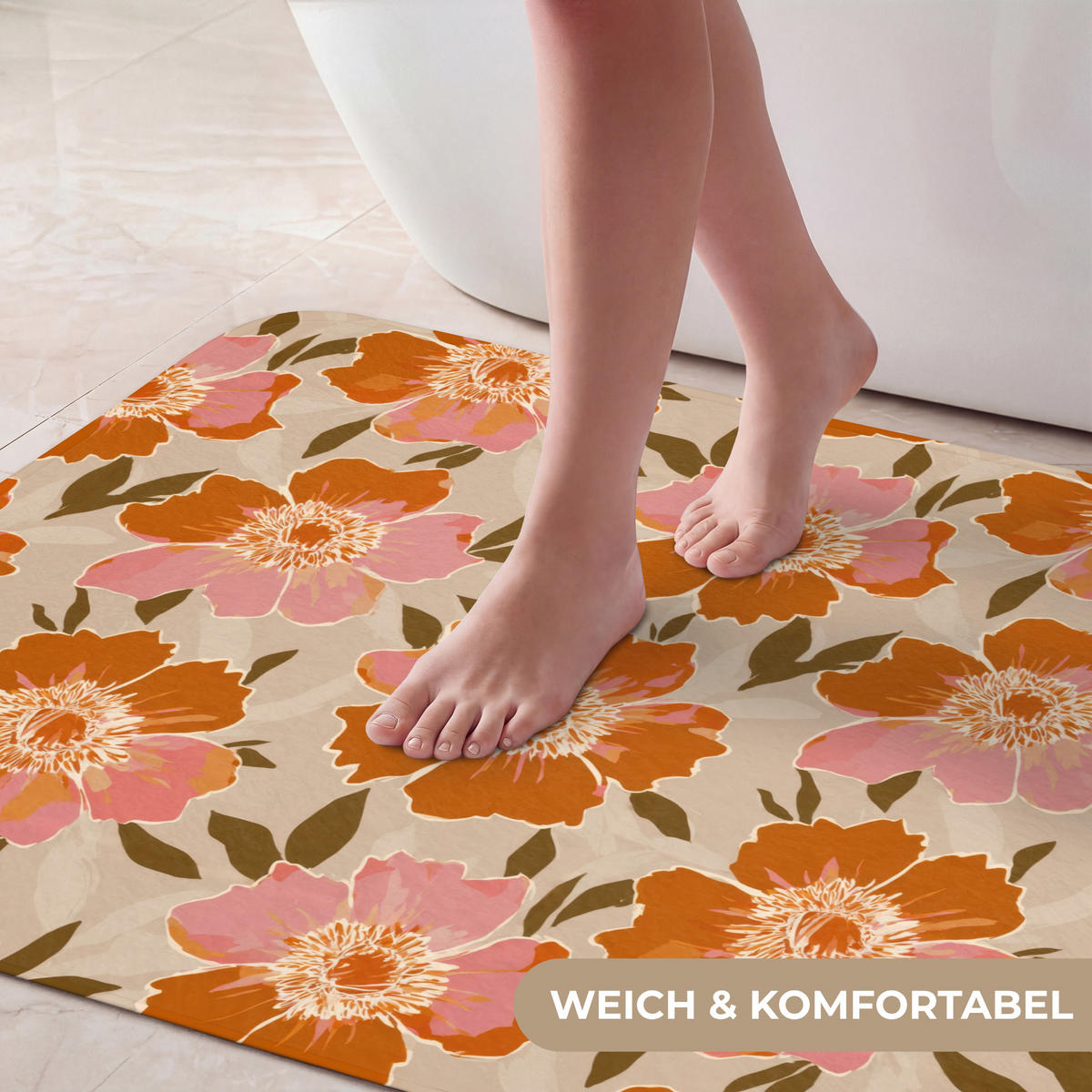 KÚPEĽŇOVÁ PREDLOŽKA Kvety - Motív - Retro 90x60 cm - viacfarebná, textil/plast (90/60cm) - OnlyWow