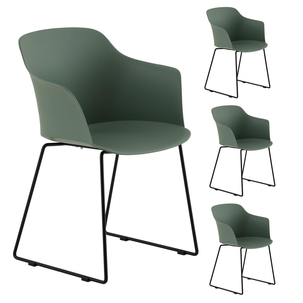 GARTENSTUHL FORO 4ER-SET - Grün, Textil (58/82/52cm) - IDIMEX