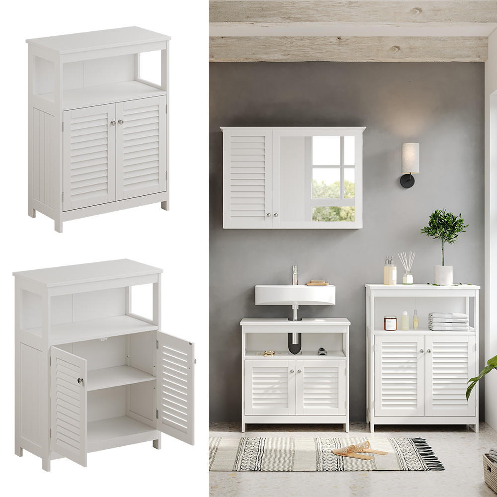 MIDISCHRANK Riad Weiß 60 x 80 cm mit Türen und offenem Fach - Weiß, Holzwerkstoff (60/80/30cm) - Vicco