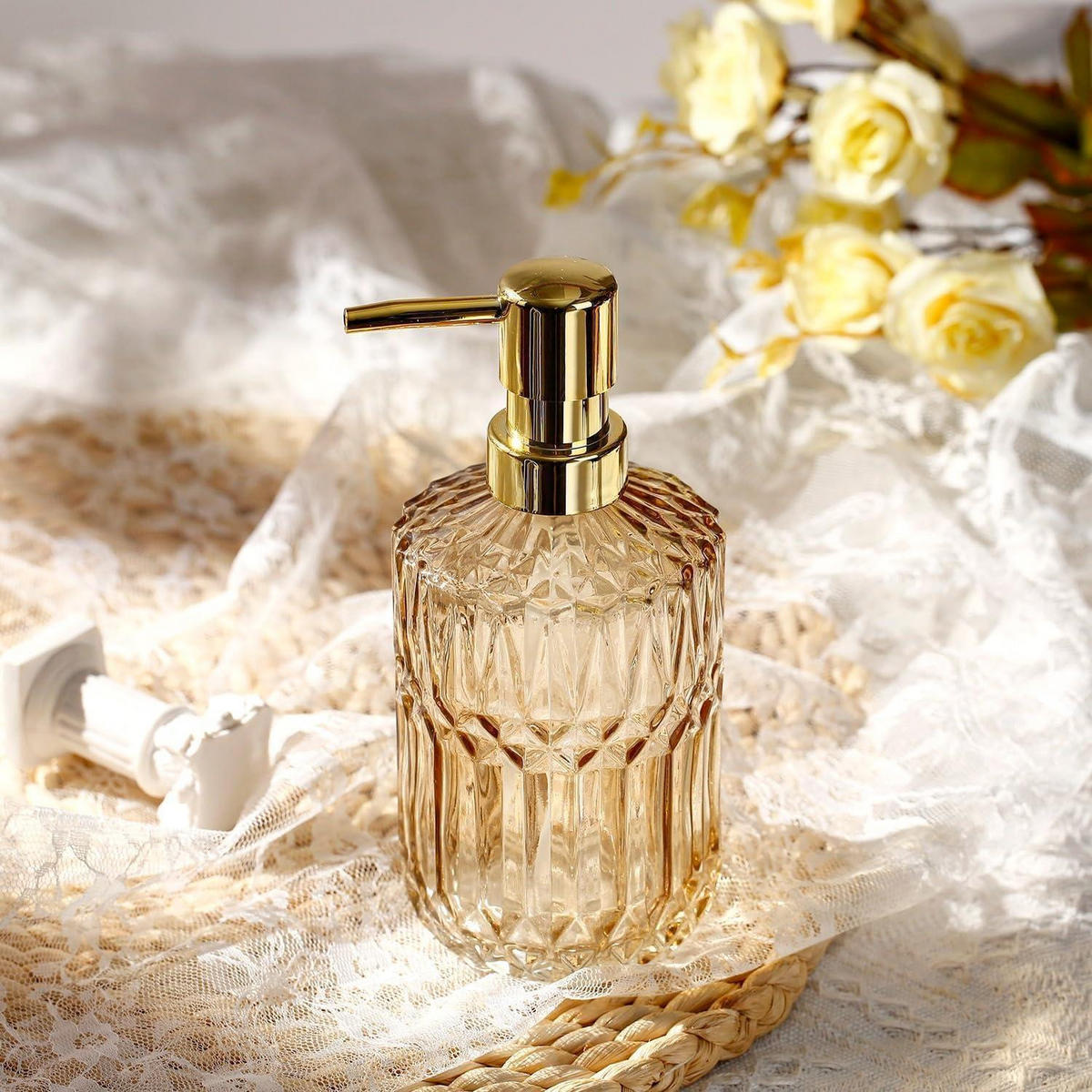 SEIFENSPENDER Glas Amber - Transparent, Glas (8/18.5/8cm)