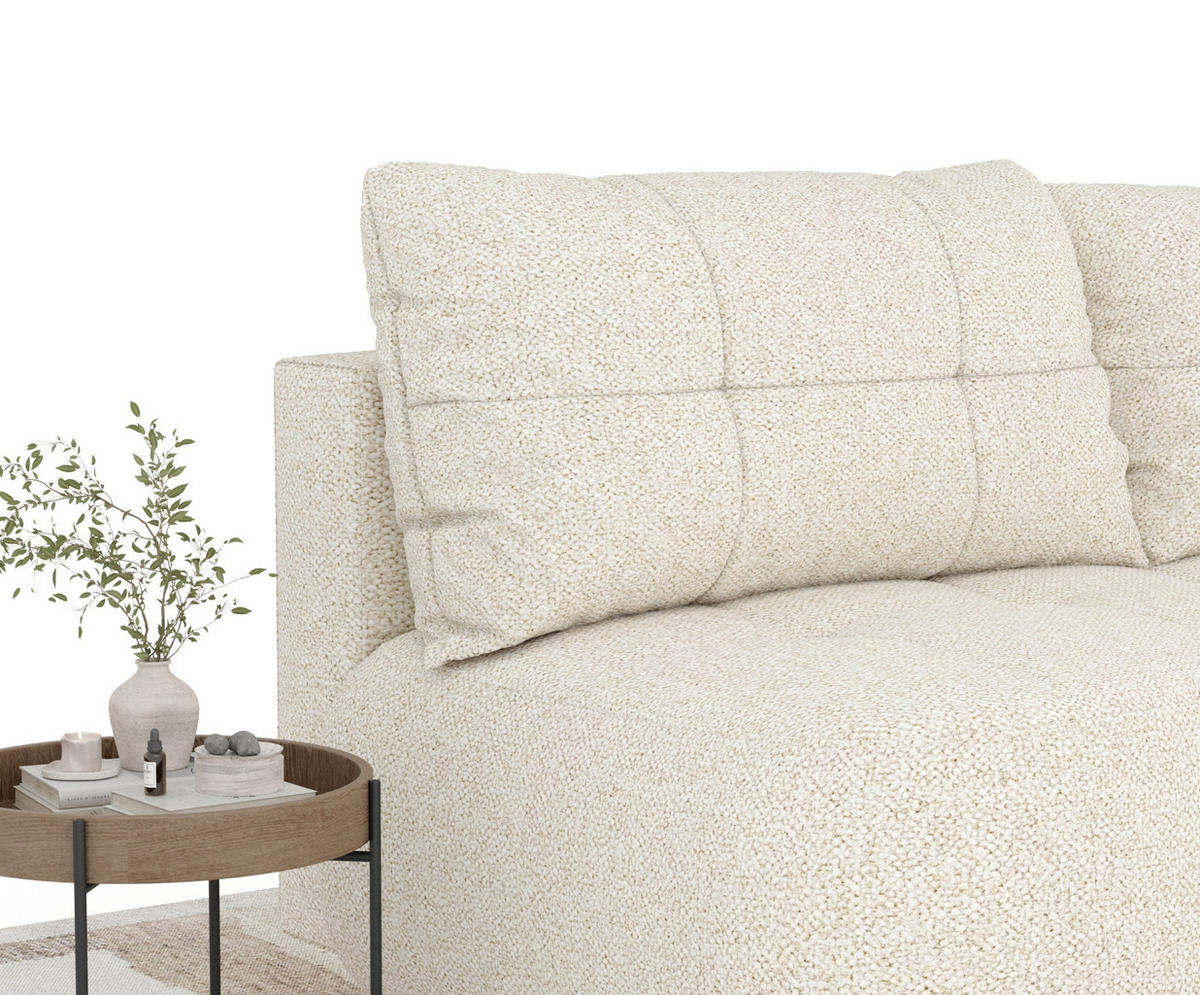 SCHLAFSOFA Cirrus Creme Plüschstoff - Creme/Schwarz, Holz/Holzwerkstoff (206/95/105cm) - Maison de Reve